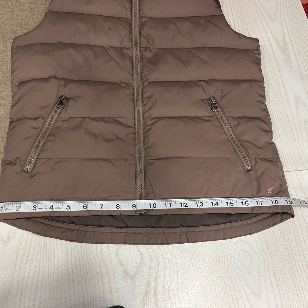 American Eagle Puffer Vest Women Medium Brown Quilted Full Zip Gorpcore Layering - Picture 8 of 8